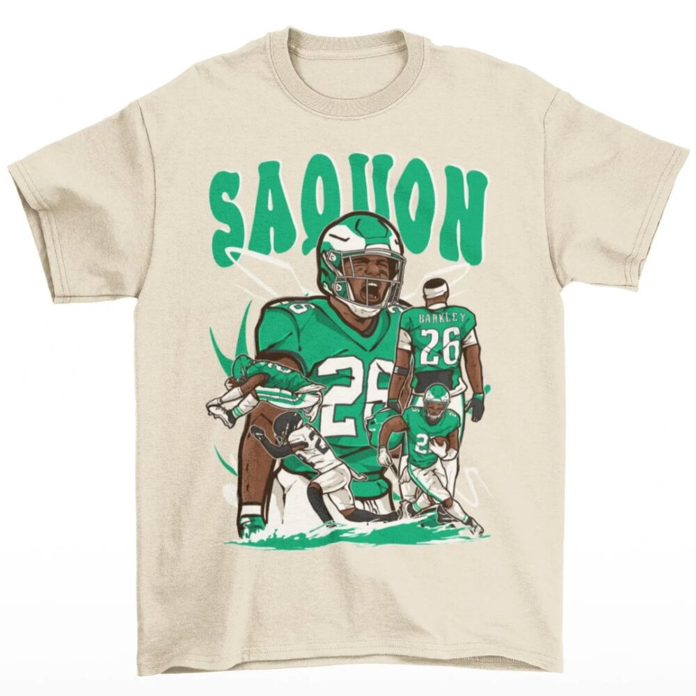 NEW Saquon Barkley Cartoon Style Football T-Shirt